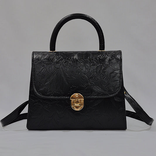 Black Flora Satchel