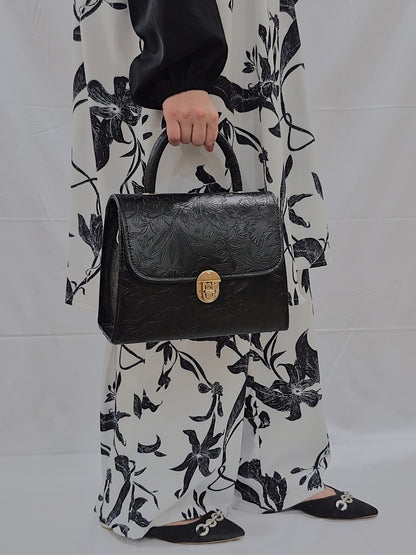 Black Flora Satchel