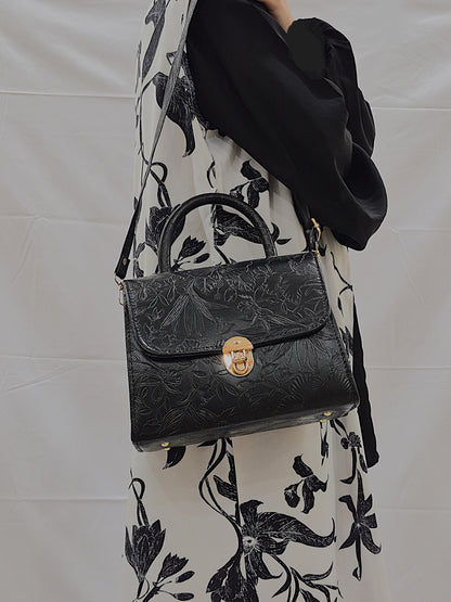 Black Flora Satchel
