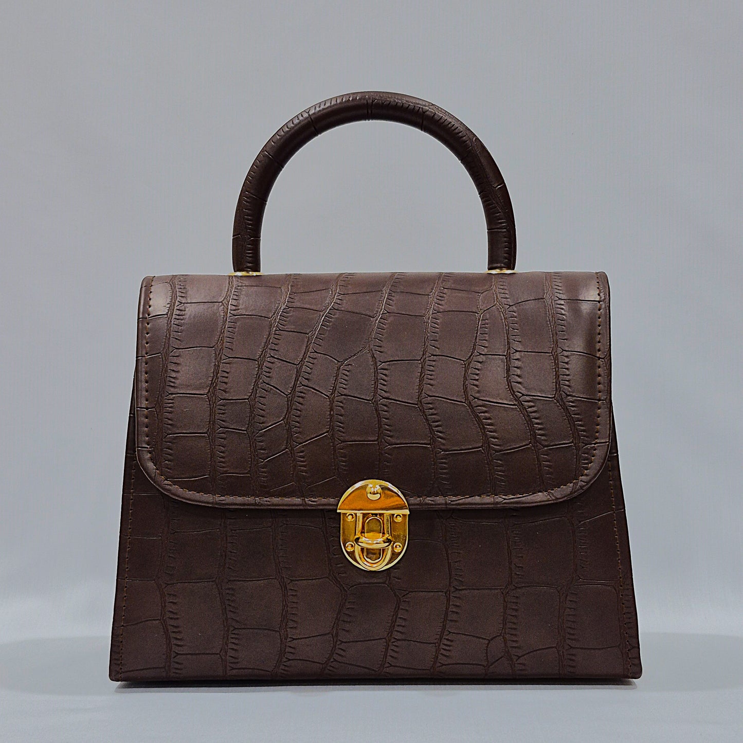 Mahogany Croc Satchel