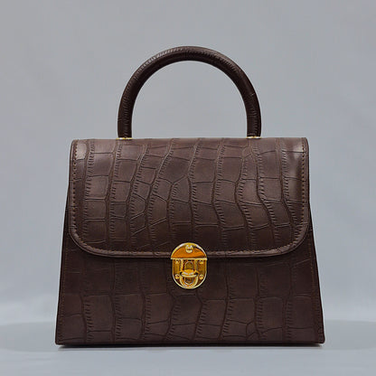 Mahogany Croc Satchel