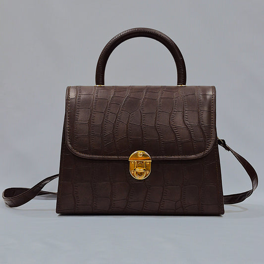 Mahogany Croc Satchel