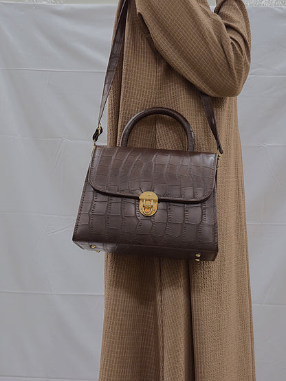 Mahogany Croc Satchel