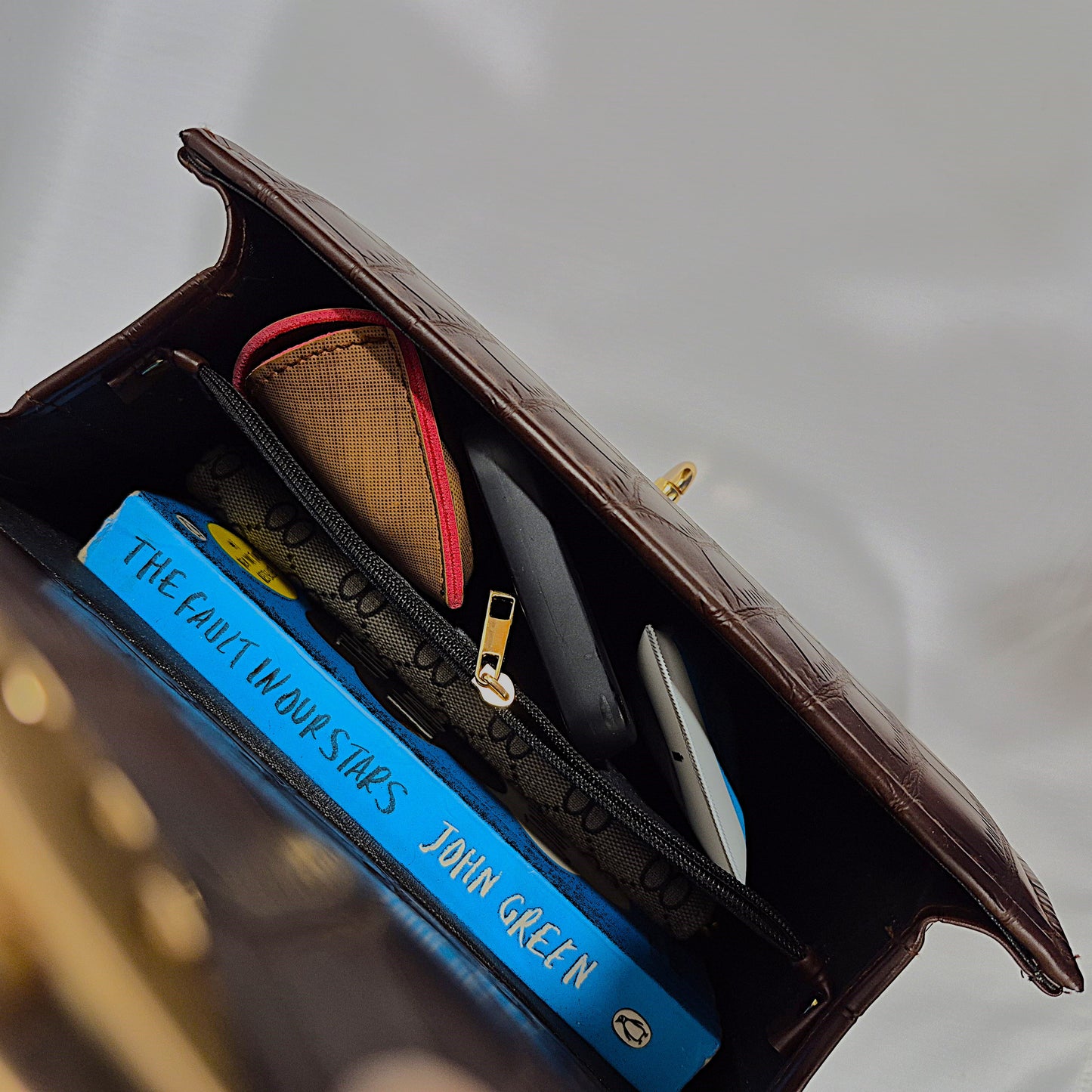 Mahogany Croc Satchel