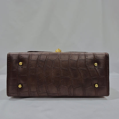 Mahogany Croc Satchel