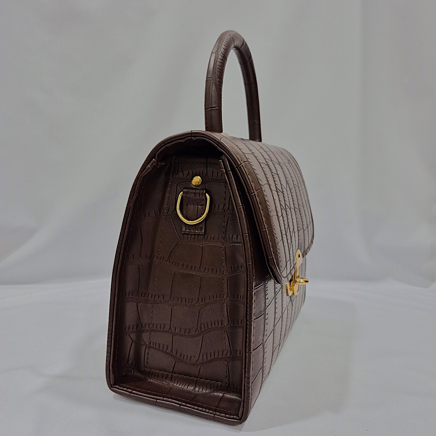 Mahogany Croc Satchel