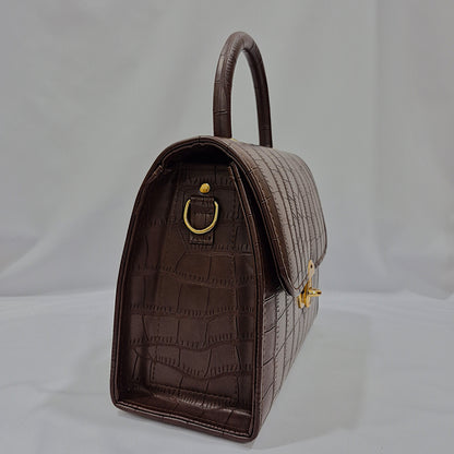 Mahogany Croc Satchel